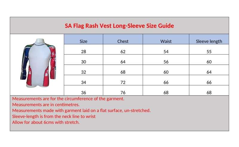 SA Flag Rash Vest Sun Top Long-Sleeve - Size 36