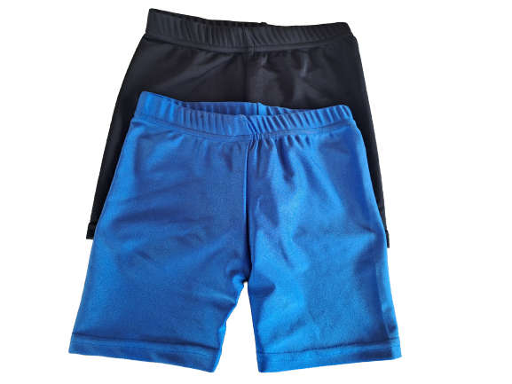 Kids Lycra Short Tights - 2 pairs size 24 Black and Royal Blue