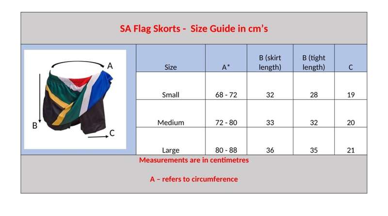 SA Flag Skorts - Size Large (L)