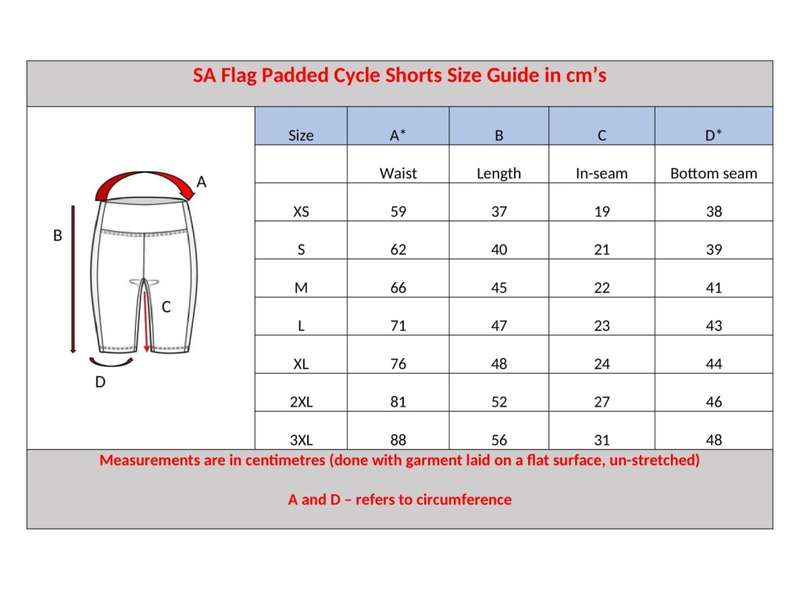 SA Flag Cycling Shorts Unisex - Size 3X-Large (3XL)