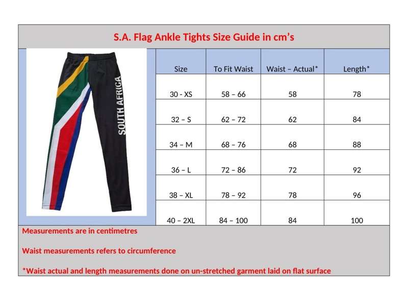 SA Flag / Black Ankle-Length Tights - Size 2X-Large (40)
