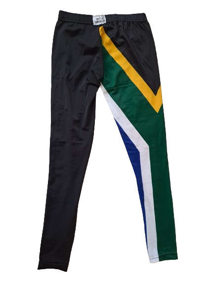 SA Flag / Black Ankle-Length Tights - Size 2X-Large (40)