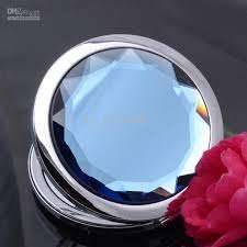 Elegant Round Crystal Pocket Compact Makeup Mirror.