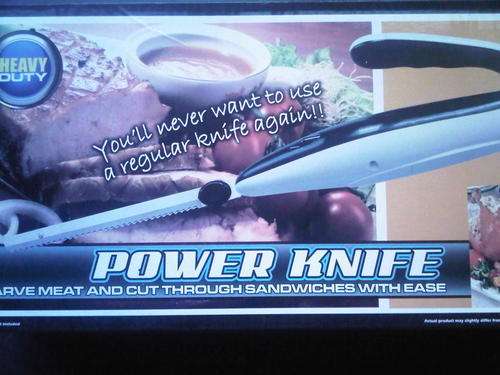 Power Knife, heavy duty. Carve meat and cut bread with ease.