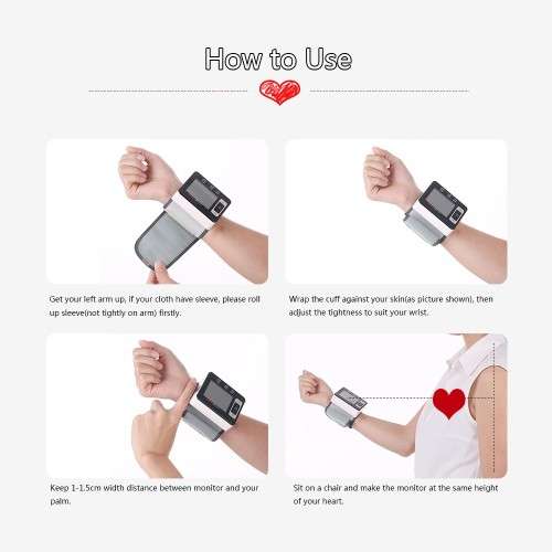 Clinical LCD automatic wrist blood pressure monitor