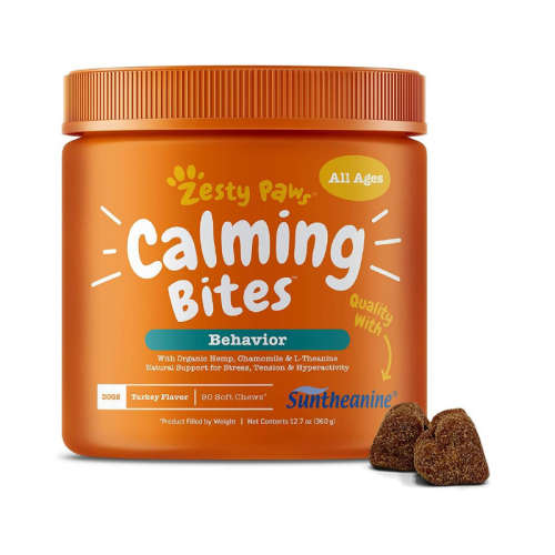 Zesty Paws Calming Soft Chews for Dogs  Anxiety Composure Aid with Suntheanine