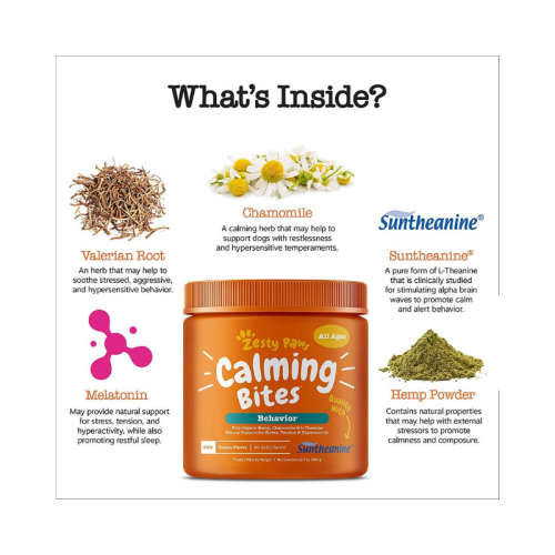 Zesty Paws Calming Soft Chews for Dogs  Anxiety Composure Aid with Suntheanine