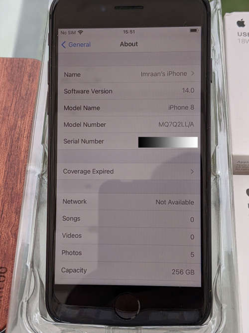 Apple iPhone 8 - 256gb - Including new Apple 18W Charger and cable - New Bamboo cover