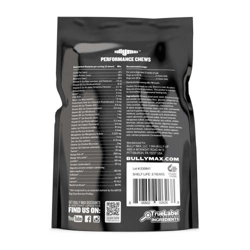 Bully Max Performance Chews  Muscle Building Chews for Dogs  60 Chews