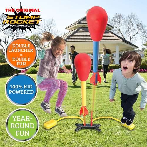 The Original Stomp Rocket Dueling Rockets, 4 Rockets and Rocket Launcher - Outdoor Rocket Toy Gift