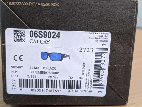 Costa Del Mar Men`s Polarized Cat Cay Rectangular Sunglasses