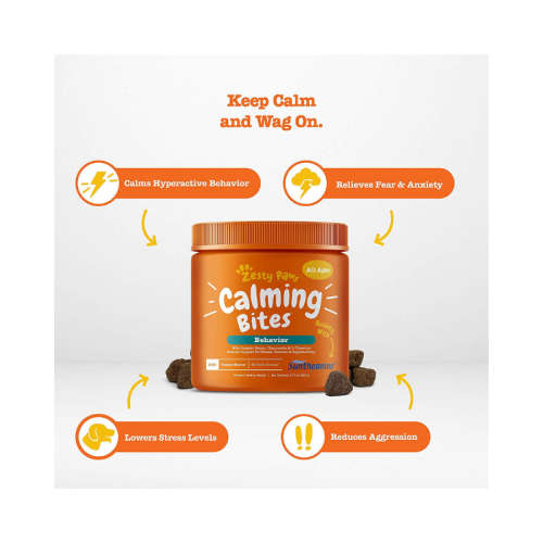 Zesty Paws Calming Soft Chews for Dogs - Melatonin, Ashwagandha, L-Theanine and L-Tryptophan