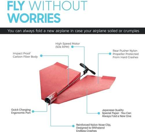 POWERUP 2.0 Paper Airplane Conversion Kit | Electric Motor for DIY Paper Planes | Fly Longer and ...