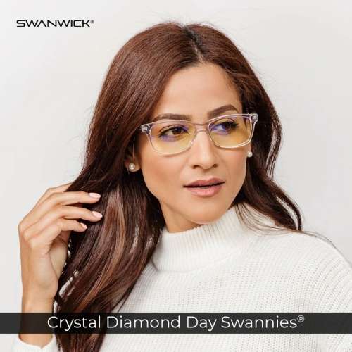 Swanwick - Crystal Day Swannies - Clear Blue blocking glasses reduces eye strain