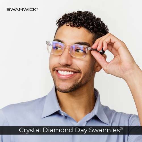 Swanwick - Crystal Day Swannies - Clear Blue blocking glasses reduces eye strain