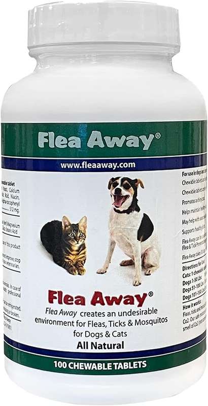 Flea Away All Natural Supplement for Fleas, Ticks, and Mosquitos for Dogs and Cats, 100 Chews