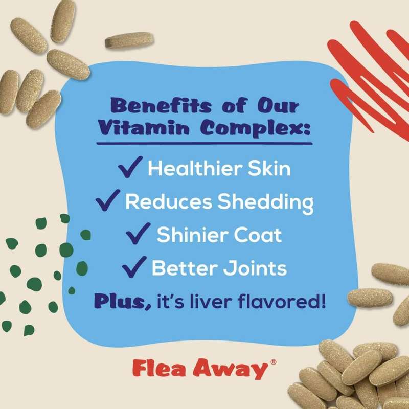 Flea Away All Natural Supplement for Fleas, Ticks, and Mosquitos for Dogs and Cats, 100 Chews