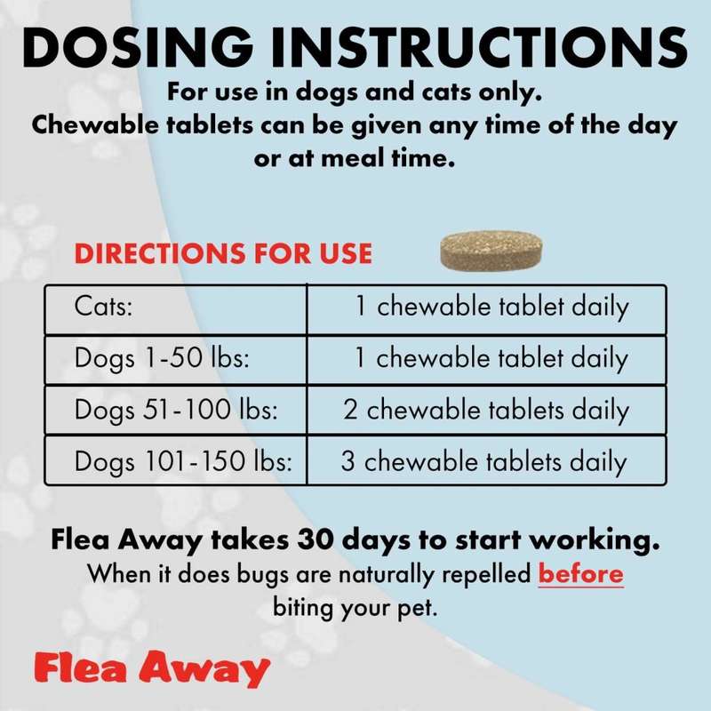 Flea Away All Natural Supplement for Fleas, Ticks, and Mosquitos for Dogs and Cats, 100 Chews