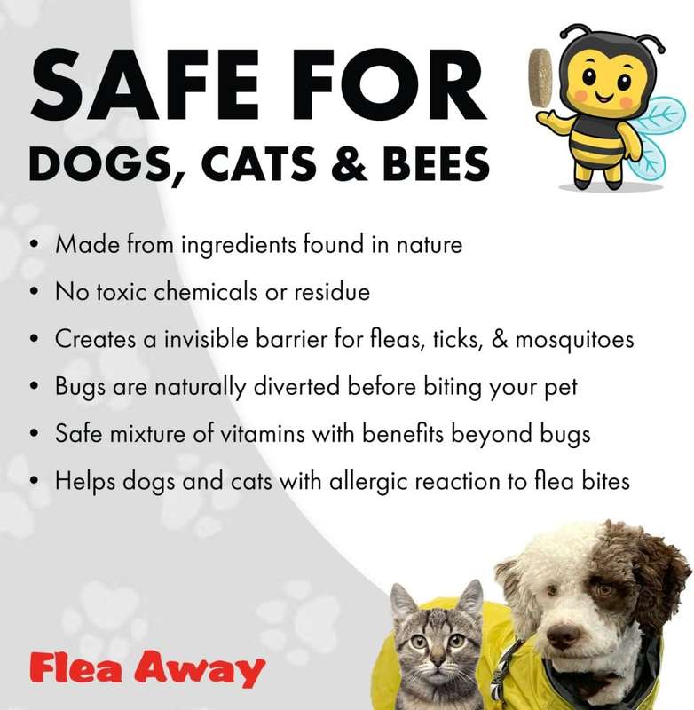 Flea Away All Natural Supplement for Fleas, Ticks, and Mosquitos for Dogs and Cats, 100 Chews