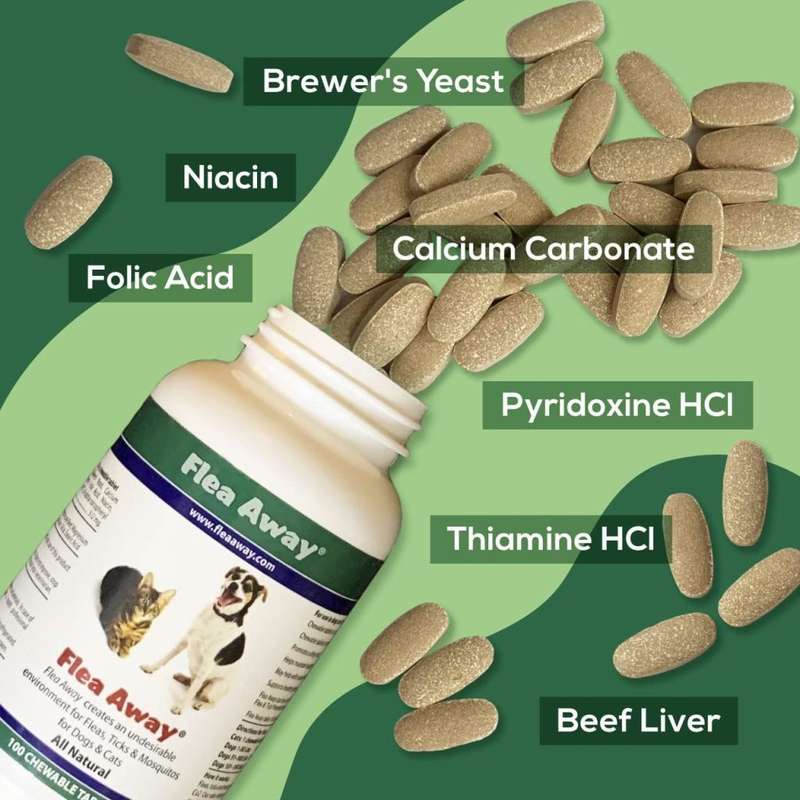 Flea Away All Natural Supplement for Fleas, Ticks, and Mosquitos for Dogs and Cats, 100 Chews