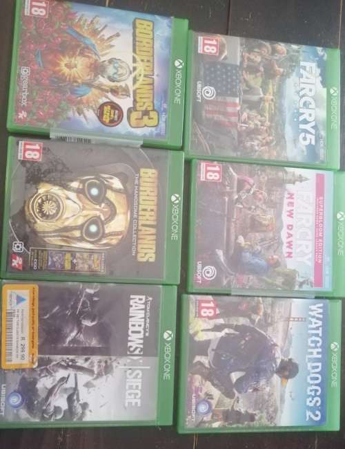 Xbox one games borderlands , watchdogs 2 ,far cry 5 , far cry new dawn , rainbow six siege