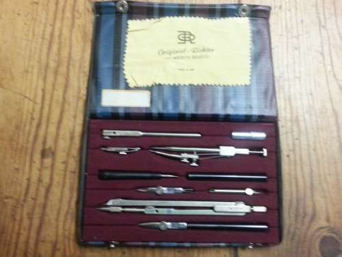 Vintage Richter Precision Drawing Drafting Tools Set 10 pc Case