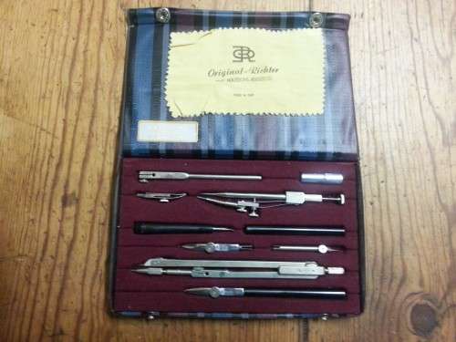 Vintage Richter Precision Drawing Drafting Tools Set 10 pc Case