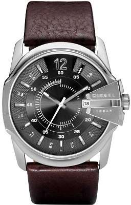 Diesel Men's Brown Leather Stainless Steel Watch