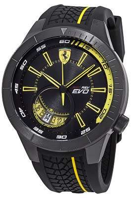 FERRARI Scuderia RedRev Evo Black Dial Men's Watch - BRAND NEW