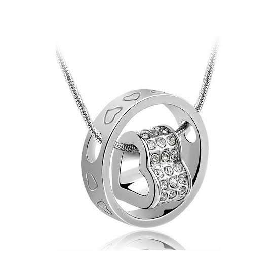 STUNNING !! AUSTRIAN CRYSTAL FLOATING HEART NECKLACE & PENDANT - 4 COLORS AVAILABLE !!