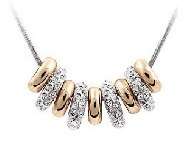 STUNNING !! 24K Real Gold Plated Rhinestone 9-3 Circle Pendant Snake Chain Necklace - Awesome !!