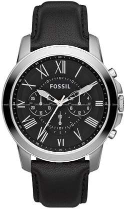 ## NEW ARRIVAL ##  BRAND NEW - FOSSIL Men's Grant Black Leather Quartz Watch - Very Elegant !!