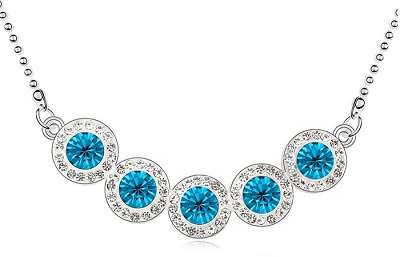 STUNNING !! AUSTRIAN CRYSTAL RAINBOW CHAIN NECKLACE & PENDANT - 3 COLORS AVAILABLE !!