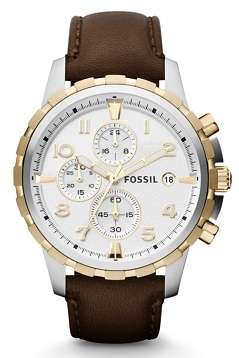 ## NEW ARRIVAL ##  BRAND NEW - FOSSIL Men's Brown Leather Chronograph Watch - Upper Class !!