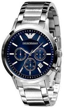 ## STYLISH ## Emporio Armani Men's Blue Dial Stainless Steel Quartz Watch - Must Have !!