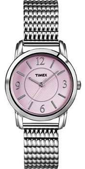 ## BRAND NEW ## - TIMEX Elevated Classics Dress Pink Dial Silver-Tone Expansion Band Watch