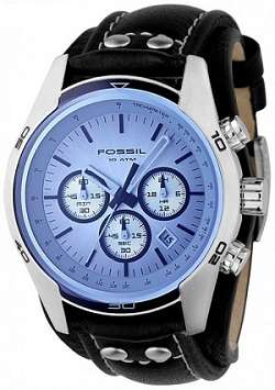 ## CRAZY DEAL !! ## Fossil Men's Blue Dial Leather Chronograph Watch - ROBUST !!