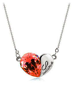 STUNNING !! 18K GOLD PLATED HEART LOVE NECKLACE & PENDANT MADE WITH SWAROVSKI ELEMENTS