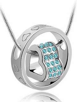 STUNNING !! 18K GOLD PLATED FLOATING HEART NECKLACE & PENDANT MADE WITH SWAROVSKI ELEMENTS