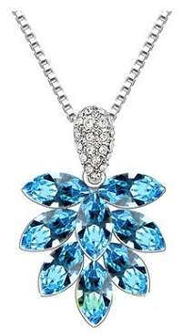 STUNNING !! AUSTRIAN CRYSTAL 18K GOLD PLATED LEAF TREE NECKLACE & PENDANT