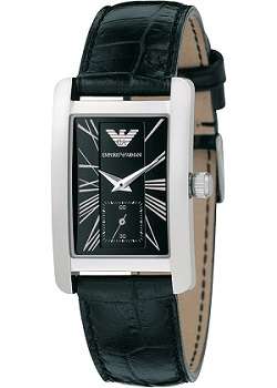 ##  Brand New ## - Ladies Emporio Armani Black Leather Watch - Petite and Stylish