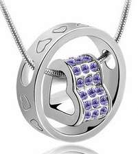 STUNNING !! 18K GOLD PLATED FLOATING HEART NECKLACE & PENDANT MADE WITH SWAROVSKI ELEMENTS
