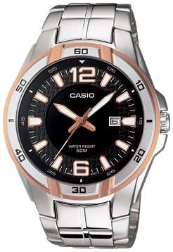## 100% AUTHENTIC ## BRAND NEW - CASIO Men's Black Dial Stainless Steel Quartz Watch - SPORTY