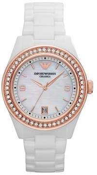 # Valentine Special # Emporio Armani (1472) Woman's White Ceramic Watch - ELEGANT !!