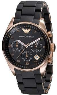 Emporio Armani Woman's Black Dial Stainless Steel Watch - ELEGANT !!