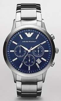 Emporio Armani Men's Blue Dial Stainless Steel Quartz Watch - Must Have !!