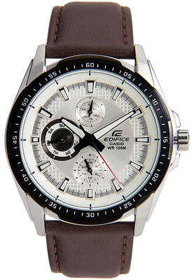 ## NEW ARRIVAL ## Casio Edifice Brown Leather Stainless Steel Watch