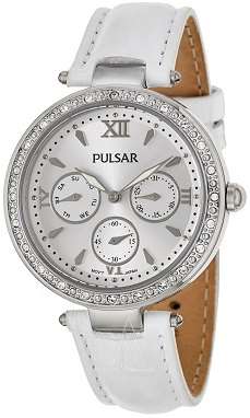 ## First on BoB ## Pulsar Women's White Leather Analog Quartz Silver Watch - ELEGANT !!