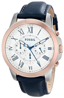 BRAND NEW - FOSSIL Men's Blue Leather Quartz Watch - Very Elegant !!