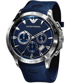 Emporio Armani (0649) Men's Blue Dial Stainless Steel Quartz Watch - Must Have !!